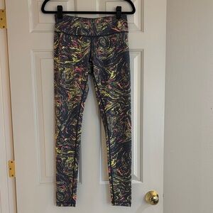 Zella Gray and Yellow Swirl yoga Leggings size small
